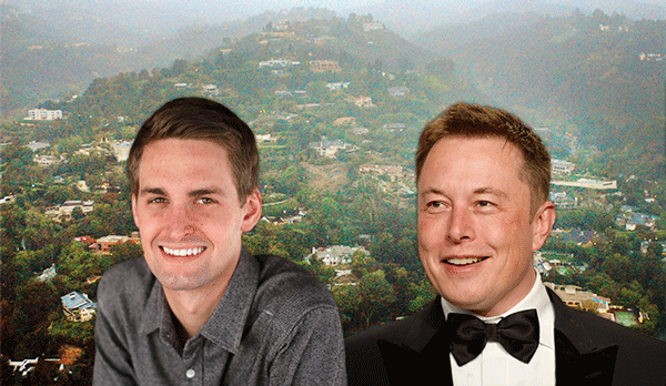 Evan Spiegel and Elon Musk in Brentwood (Credit: Getty Images)