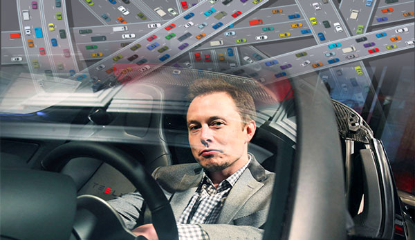 Elon Musk (Photo illustration by Jhila Farzaneh for The Real Deal. Credit: Getty Images)