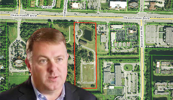 The land at 8230 Okeechobee Boulevard in West Palm Beach with Greg West, Senior Vice President at Zom. (Credit: KAST Construction)