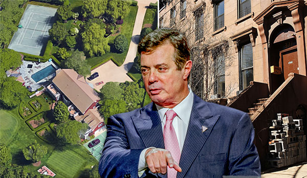 Paul Manafort with his Hamptons estate and Carroll Gardens townhouse (Credit: Google Maps, Getty Images)