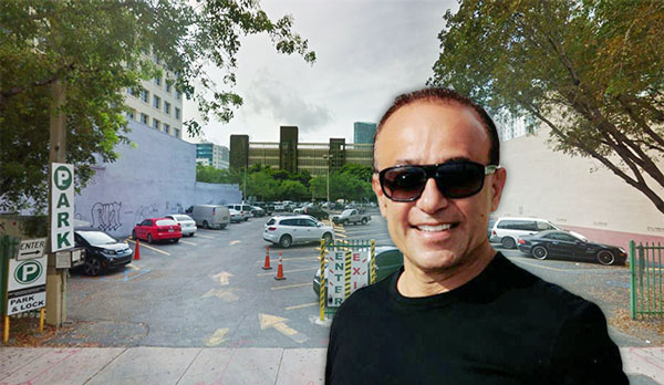 Moishe Mana and the lot at 151 Northeast First Street in downtown Miami (Credit: Google Maps)