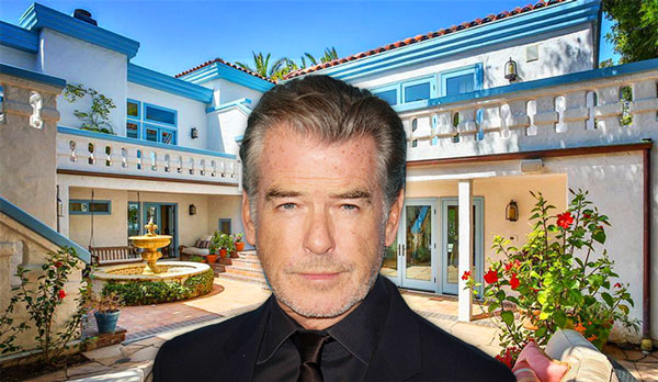 Pierce Brosnan and the Mediterranean-style Malibu home (Credit: Realtor.com, Getty Images)