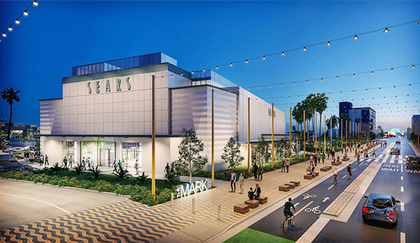 Rendering of the proposed development of the shuttered Sears store in Santa Monica (Credit: Neoscape, Seritage Growth Properties)