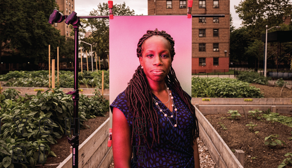 The agency’s Shola Olatoye at Howard Houses in Brownsville, Brooklyn (Photo by Sasha Maslov)