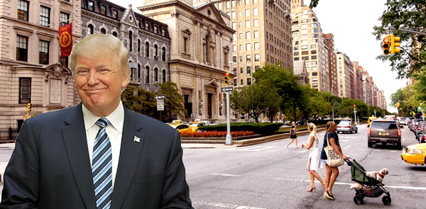The Upper East Side and President Donald Trump (Credit: StreetEasy and Getty Images)