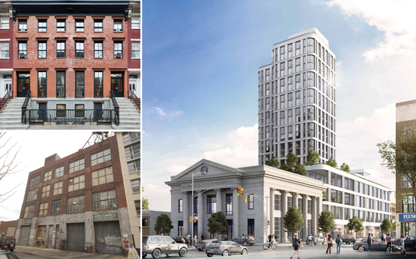 Clockwise from top left: 133-135 West 13th Street, 209 Havemeyer Street, and 47-33 5th Street