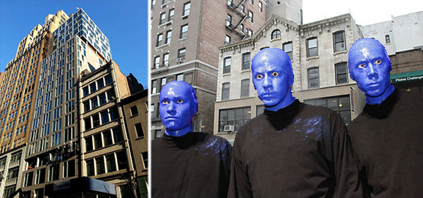 From left: 241 Fifth Avenue and 1220 Lexington. Inset: Blue Man Group