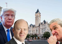 From left: Donald Trump, John Cryan, the Trump International Hotel in DC and Robert Mueller (Credit: Trump Hotels and Getty Images)