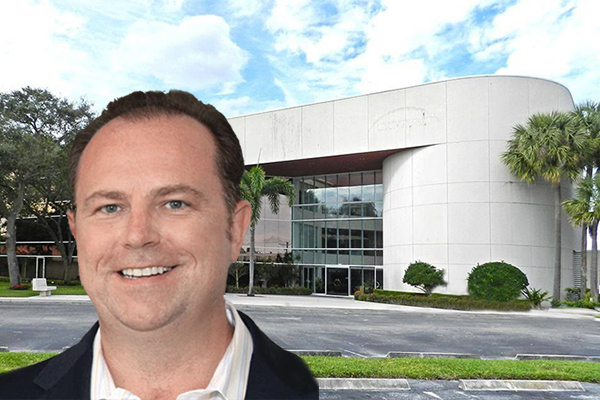 Brandywine Centre II and NewsMax Media CEO Christopher Ruddy (Credit: COMMERCIALCafe and Wikimedia)