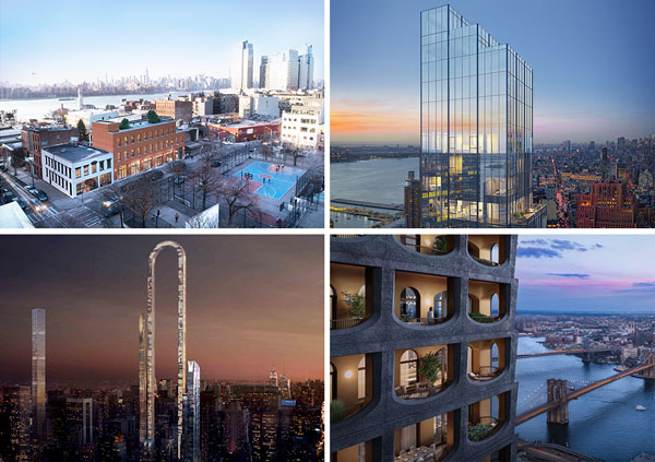 Clockwise from top left: 320 Wythe Avenue, 45 Park Place, 130 William Street and the Big Bend