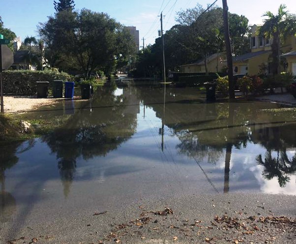 A sewer line rupture that flooded Fort Lauderdale in December 2016. (Source: WPLG)