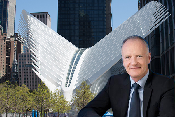 Unibail Rodamco CEO Christophe Cuvillier and the Westfield mall at the World Trade Center