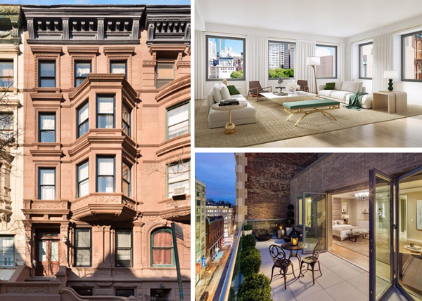 Clockwise from left: 29 West 75th Street, 116 University Place and 21 West 20th Street
