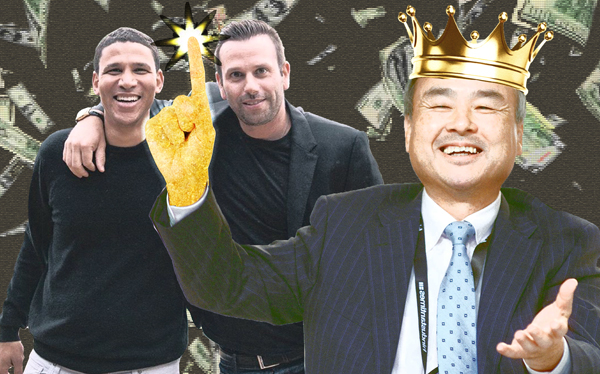 From left: Robert Reffkin, Ori Allon and Masayoshi Son (Photo illustration by Lexi Pilgrim for The Real Deal)