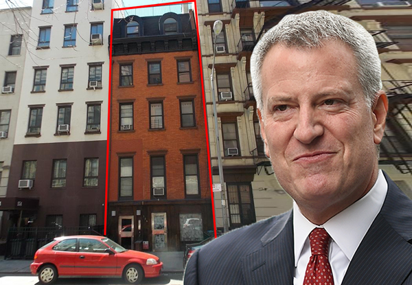 156 West 15th Street and Mayor Bill de Blasio (Credit: Getty Images)