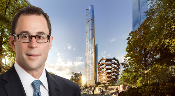 Jeff Blau and a rendering of 35 Hudson Yards (Credit: Related-Oxford)