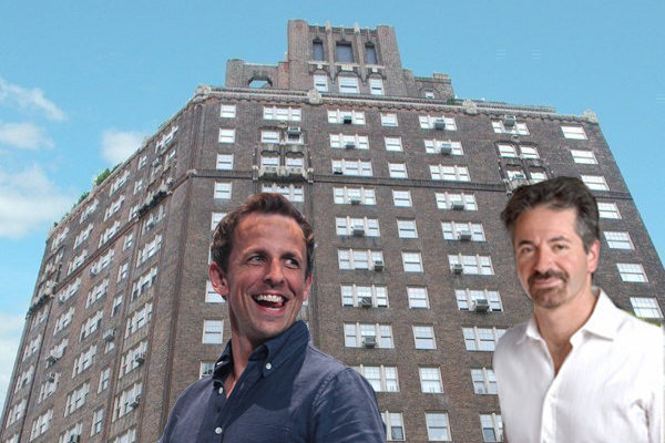 From left: Seth Meyers and Michael Fuchs (Credit: Gage Skidmore/Wikimedia Commons and StreetEasy)