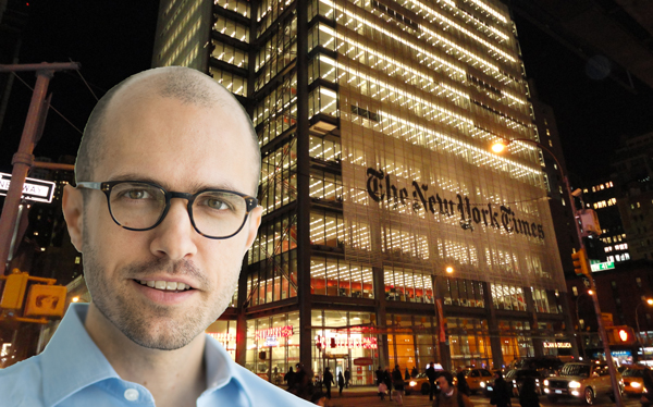 The New York Times Building and publisher A.G. Sulzberger