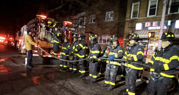 FDNY attending to the fire that ripped through a building at 2363 Prospect Avenue on Dec. 28 (Credit: Bill de Blasio via Twitter)