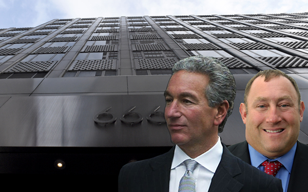 From left: Charlie Kushner, Andrew Gellert and 666 Fifth Avenue (Credit: Getty Images)