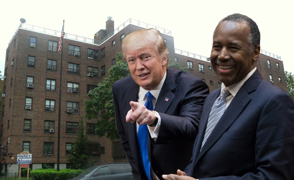 NYCHA Marcy Avenue houses, Donald Trump and Ben Carson (Credit Getty Images)