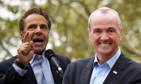 Gov. Andrew Cuomo and Phil Murphy (Credit: Getty Images and Murphy4NJ.com)