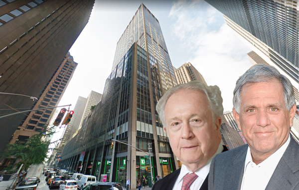 From left: Martin Lipton, Les Moonves and 51 West 52nd Street (Credit: Getty Images and Google Maps)
