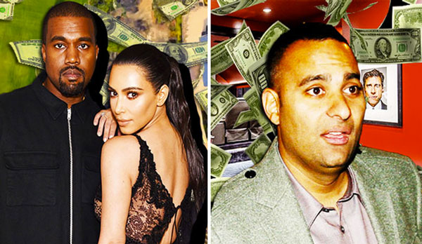 Photo illustration of Kim Kardashian, Kanye West and Russell Peters (Getty Images, MLS)