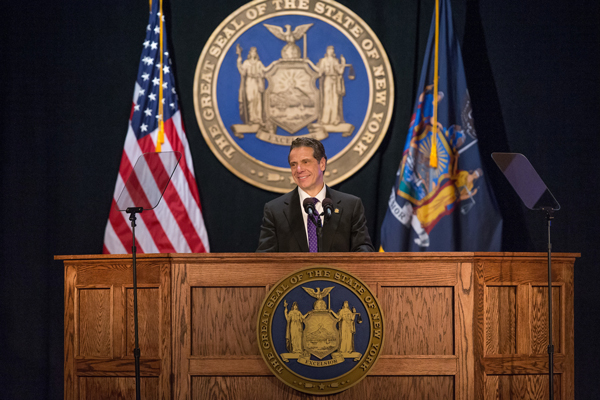 Governor Andrew Cuomo during the State of the State address (Credit: Governor Andrew Cuomo via Flickr)