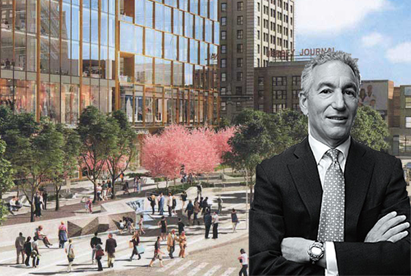 Charles Kushner and a rendering for One Journal Square