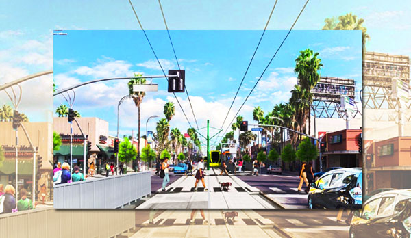 A rendering of what a light rail transit station at Van Nuys and Victory would look like (Credit: Metro)