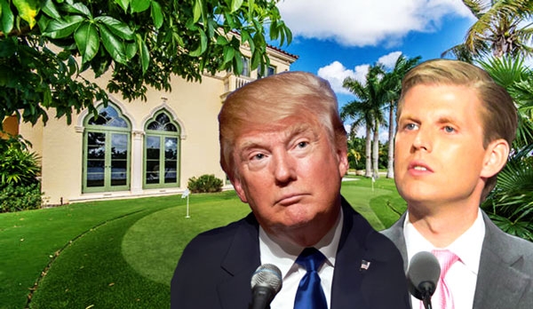 Eric and Donald Trump with a photo of the Fort Lauderdale listing