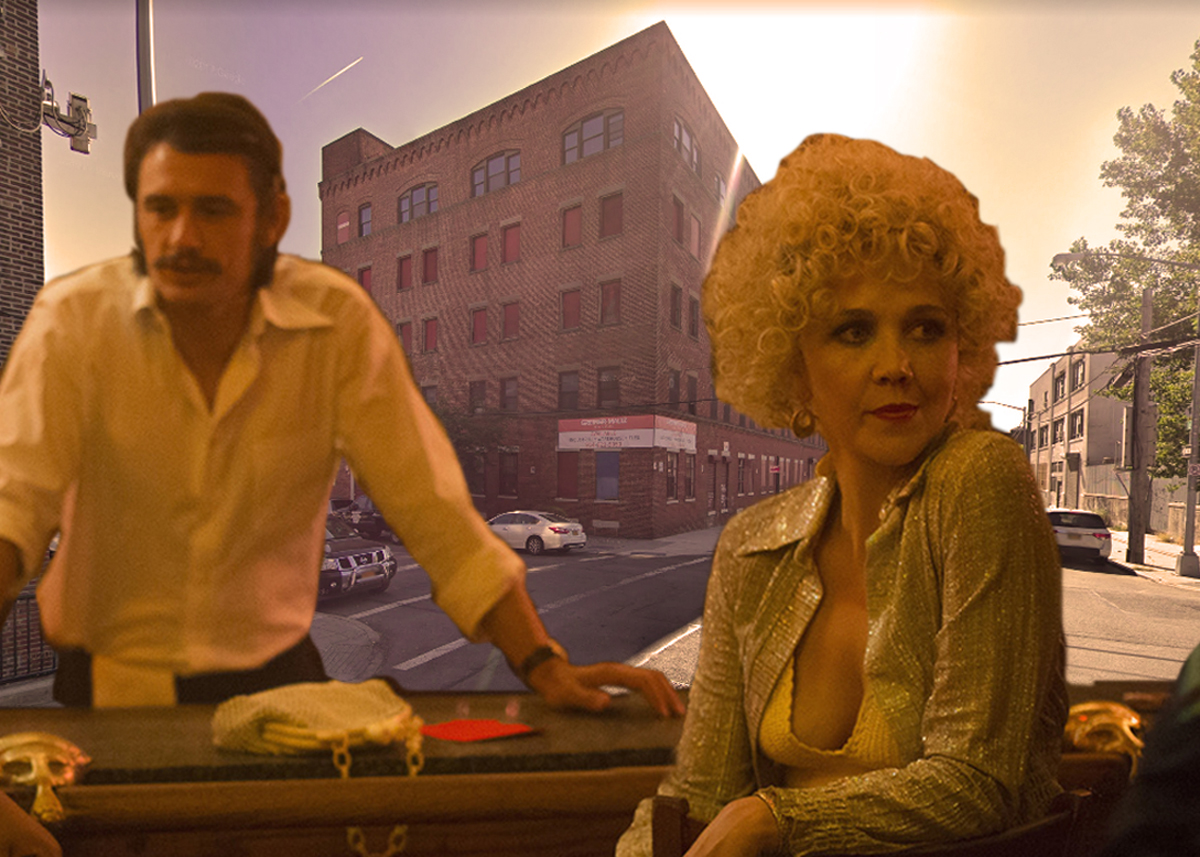 780 East 135th Street and James Franco and Maggie Gyllenhaal in“The Deuce” (Credit: Google Maps and HBO)