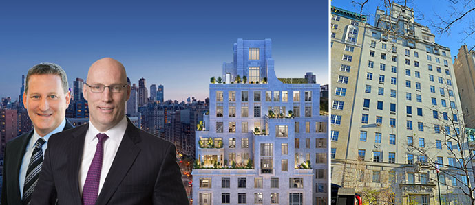 From left: Alchemy Partners' Kenneth Horn, Carlyle Group's Robert Stuckey and a rendering of 250 West 81st Street; 993 Fifth Avenue (Credit: 250west81st.com, CityRealty)