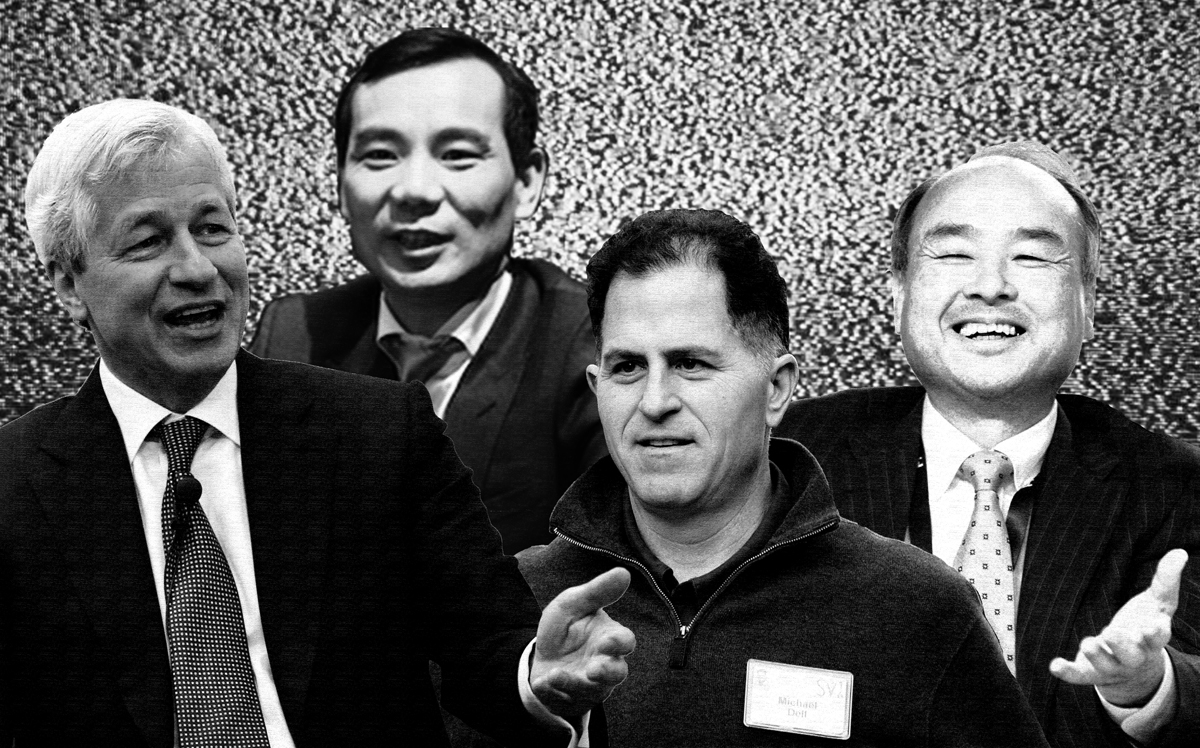 Jamie Dimon, Wu Xiaohui, Michael Dell and Masa Son (Credit: Getty Images)
