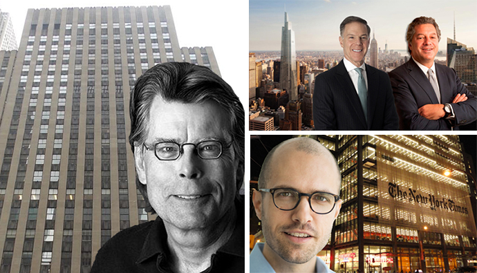 (Clockwise from l.) Stephen King and 1230 Sixth Avenue, Robert Ivanhoe and Marc Holliday with One Vanderbilt and A.G. Sulzberger with 620 Eighth Avenue