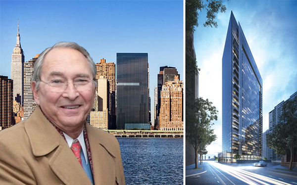 Sheldon Solow and renderings of 685 First Avenue (Credit: Richard Meier &amp; Partners Architects)