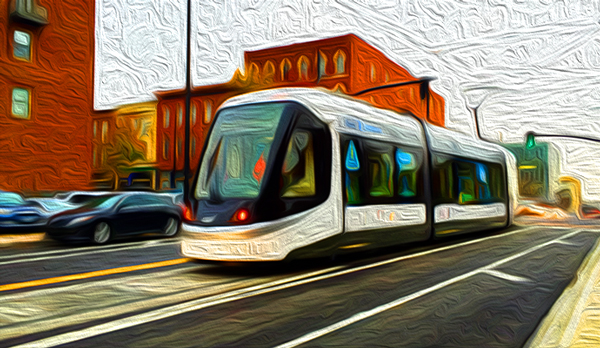 A streetcar in Kansas City similar to the type planned in Fort Lauderdale