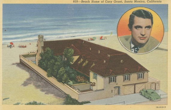 Vintage postcard of Cary Grant's former home in Santa Monica (LMU)