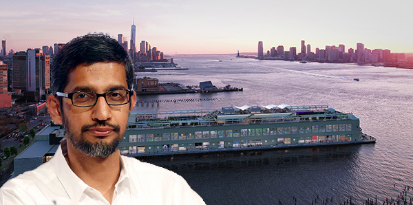 Rendering of Pier 57 and Google CEO Sundar Pichai (credit: RXR Realty)