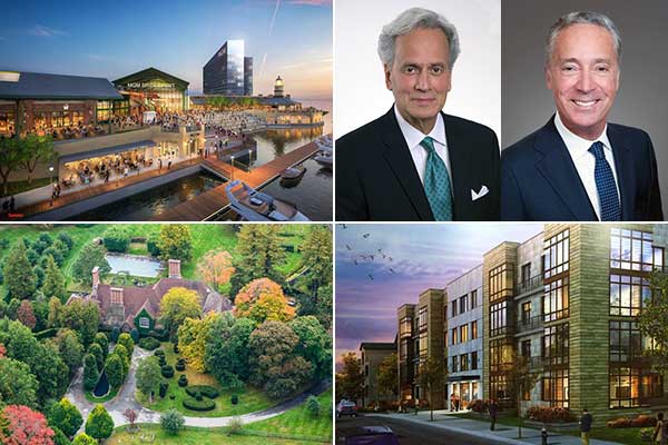 Clockwise from top left: Bridgeport's legislators proposed a bill that could help MGM's waterfront project, Steven Cid joined Houlihan Lawrence Commercial Group, Stephen Westerberg was named a first vice president of investments at Marcus &amp; Millichap, Port Chester cleared the way for four developments including 546 Locust St., and the Greenwich estate Mel Gibson called Wayne Manor is on the market for $22.5 million.
