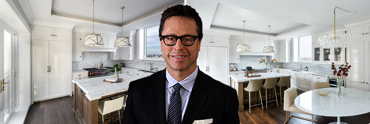 From left: The penthouse kitchen at 1110 Park Avenue before and after and Toll's David Von Spreckelsen