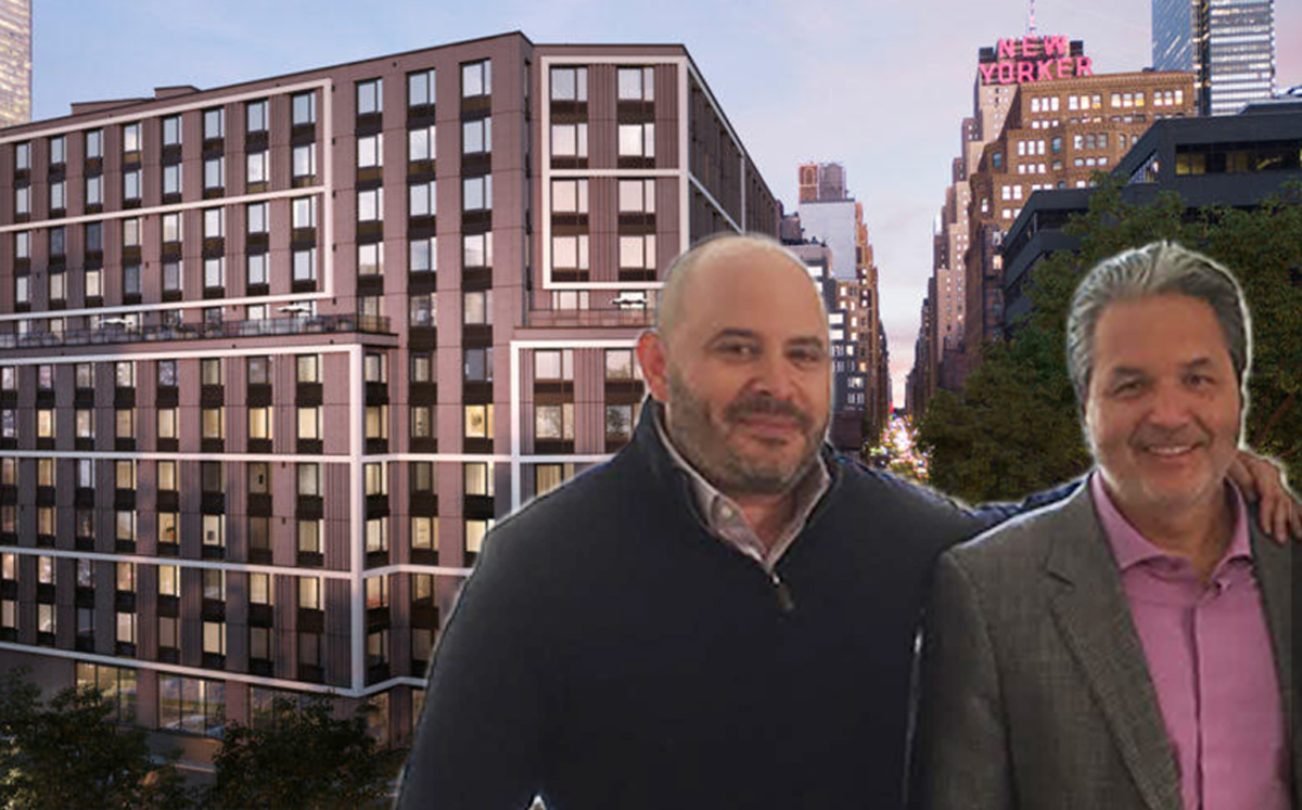 From left: 411 West 35th Street, Eli Weiss and Jorge Madruga (Credit: Mark Maurer for The Real Deal)