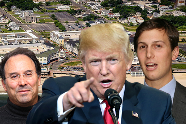 From left: Gary Barnett, Donald Trump, Jared Kushner and Pier Village. (Credit: Gage Skidmore, Lori Berkowitz, Alistair Gardiner for The Real Deal, and Jersey Shore Premier Properties)