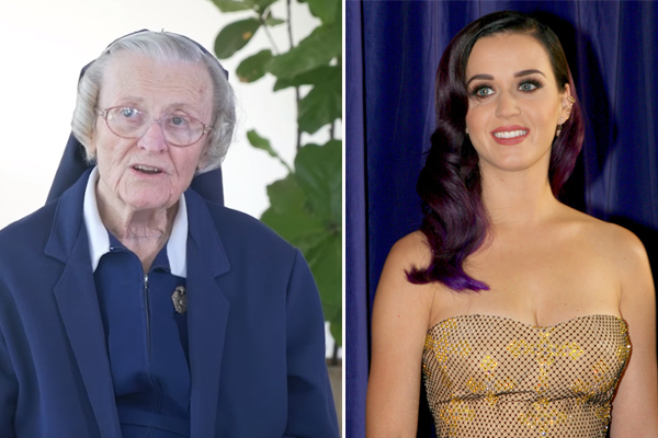 From left: Sister Catherine Rose Holzman, Katy Perry. (Credit: Sisters of The Immaculate Heart's documentary, Our Story; Eva Rinaldi)