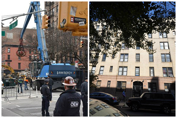 East Village explosion site and 303 West 154th Street (Credit: PropertyShark)