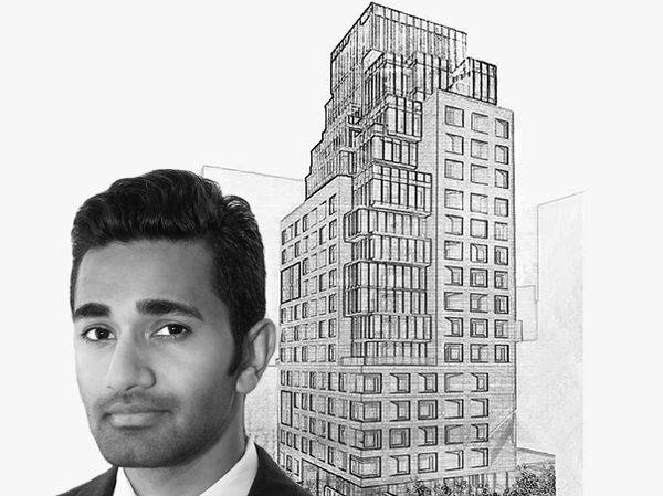 Sunder Jambunathan and a rendering of 212 West 95th Street