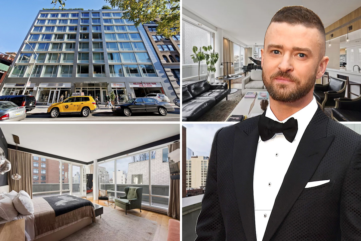 Justin Timberlake and 311 West Broadway (Credit: Getty Images and Stribling)