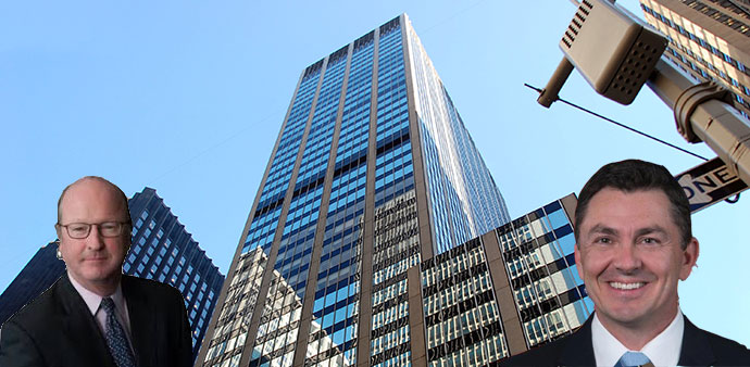 Peter Hennessy and Shawn Mobley with Cushman &amp; Wakefield's headquarters at 1290 Sixth Avenue
