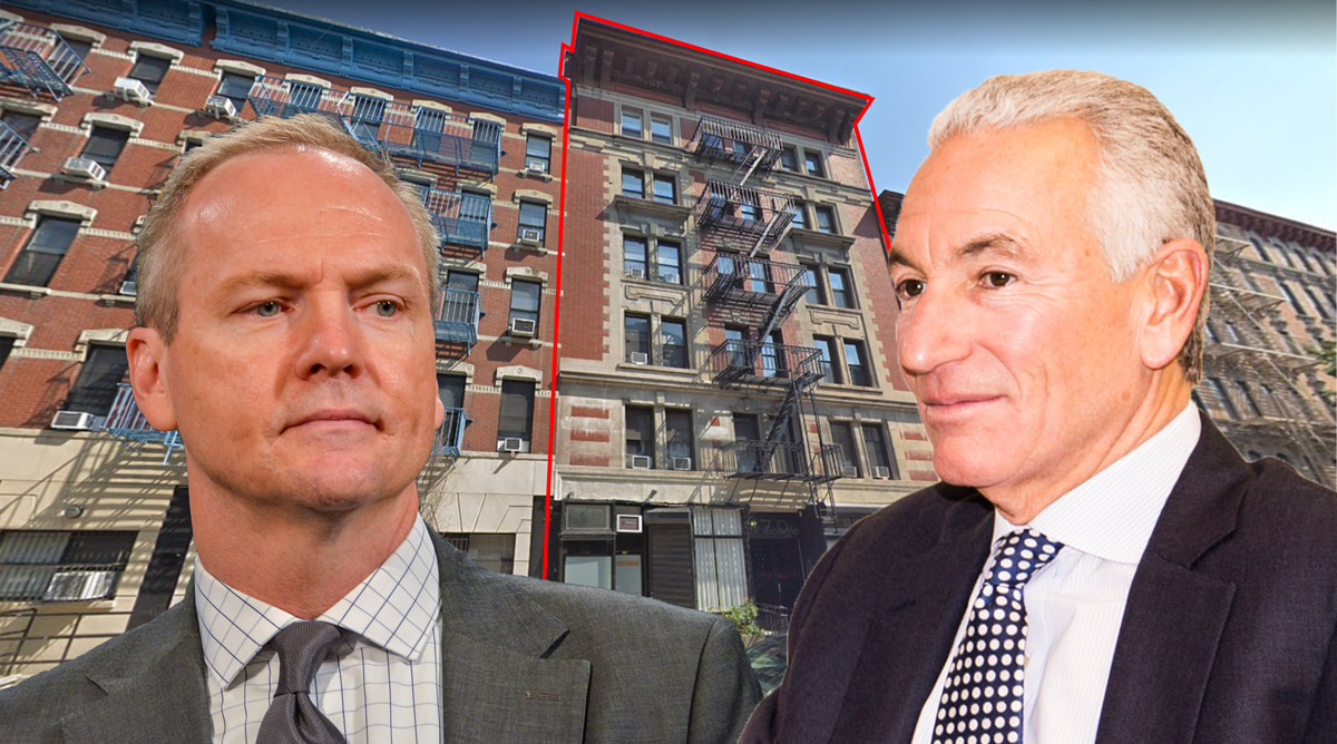 From left: Rick Chandler, Charlie Kushner and 170 East 2nd Street in the East Village (Credit: Getty Images and Google Maps)